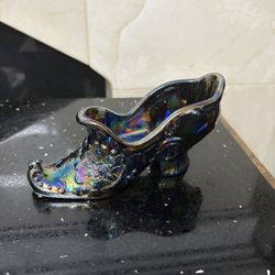 Mosser Victorian Slipper Amethyst/ Purple Carnival Glass