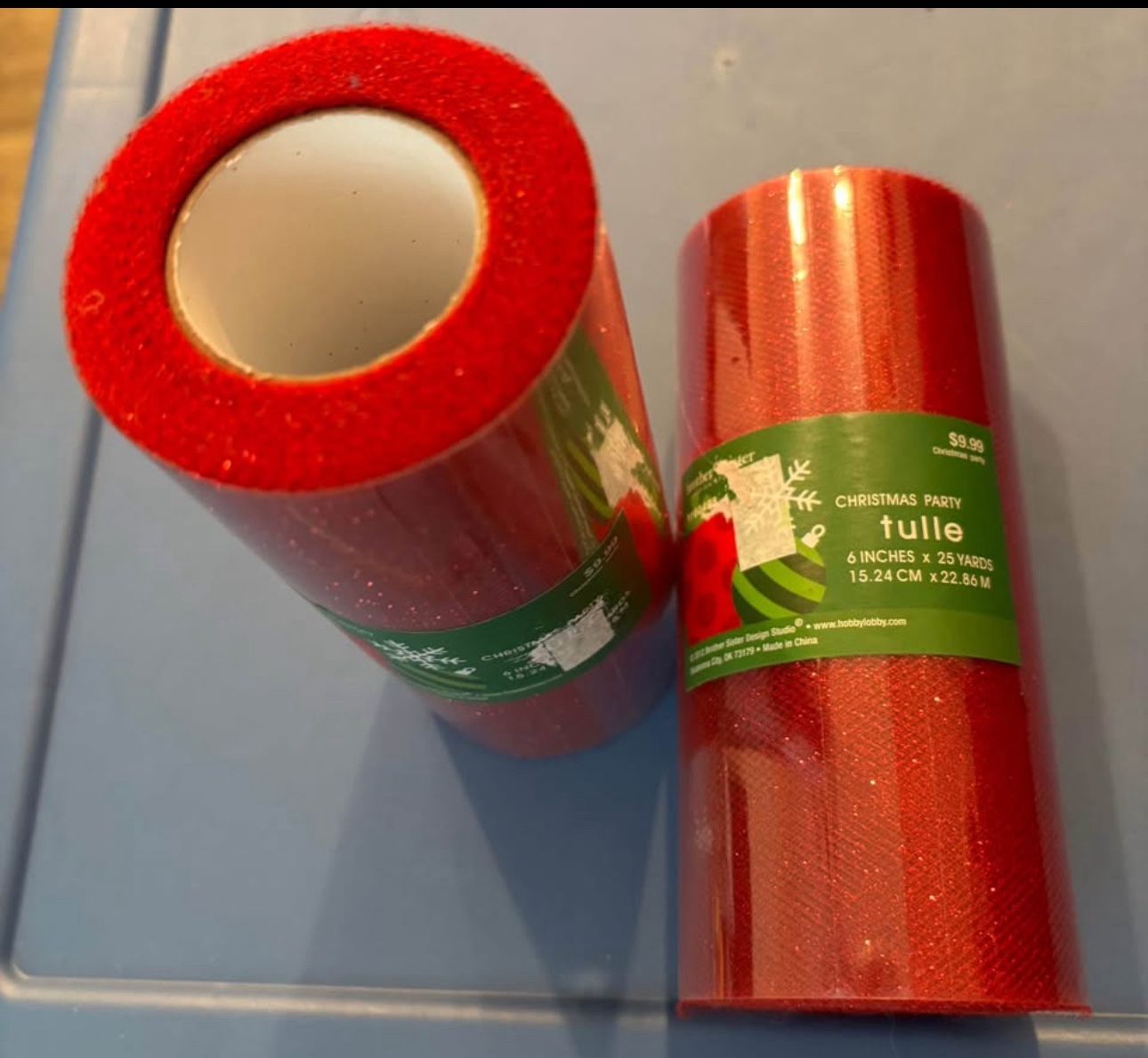 Tulle netting sparkle glitter red 2rolls gift wrapping bow making crafting