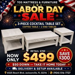 3-Piece Cocktail Table Set – Coffee Table + 2 End Tables 🚚WE DELIVER🚚