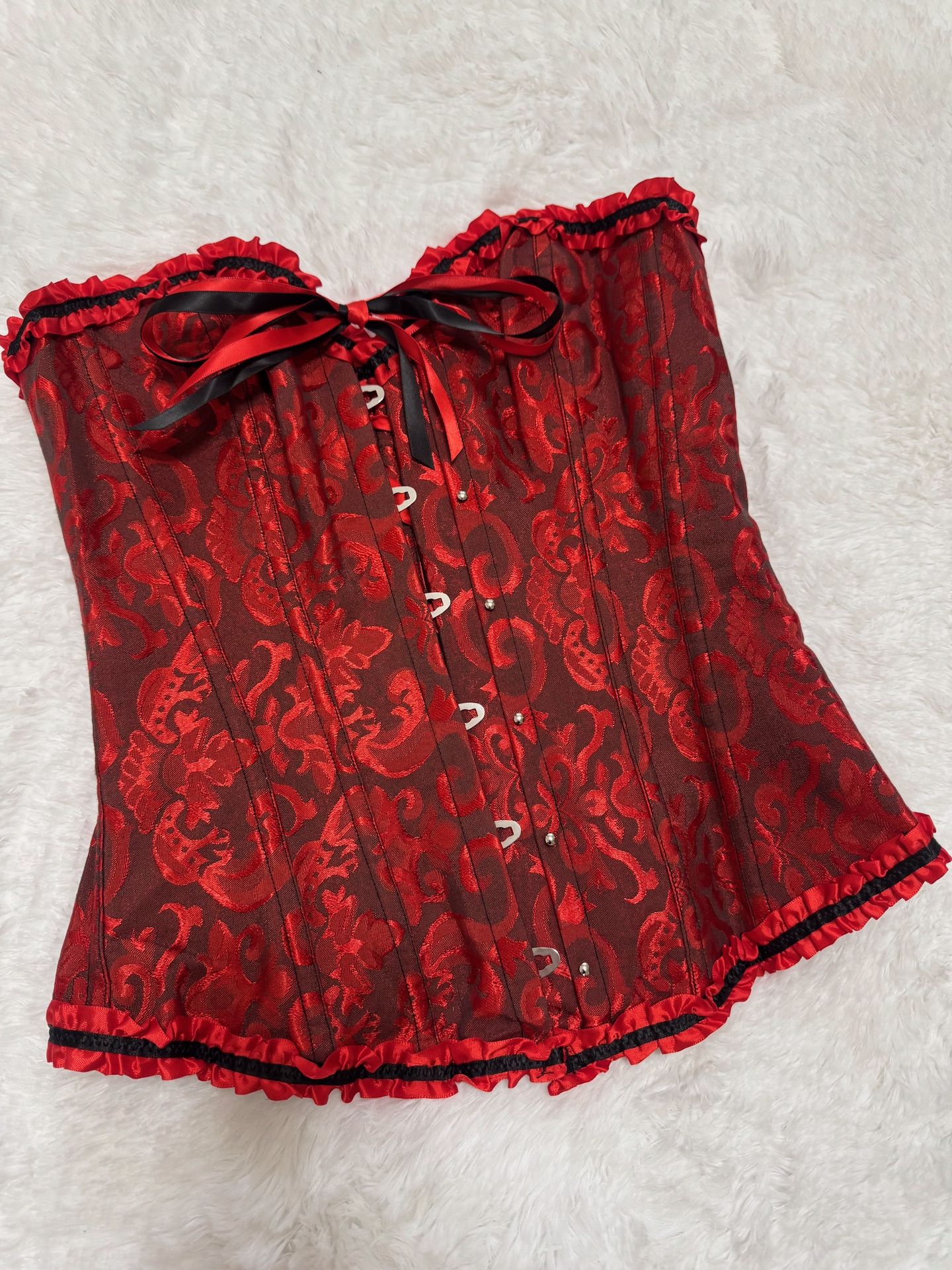New small red corset renaissance goth Victorian costume gothic Bridgerton top
