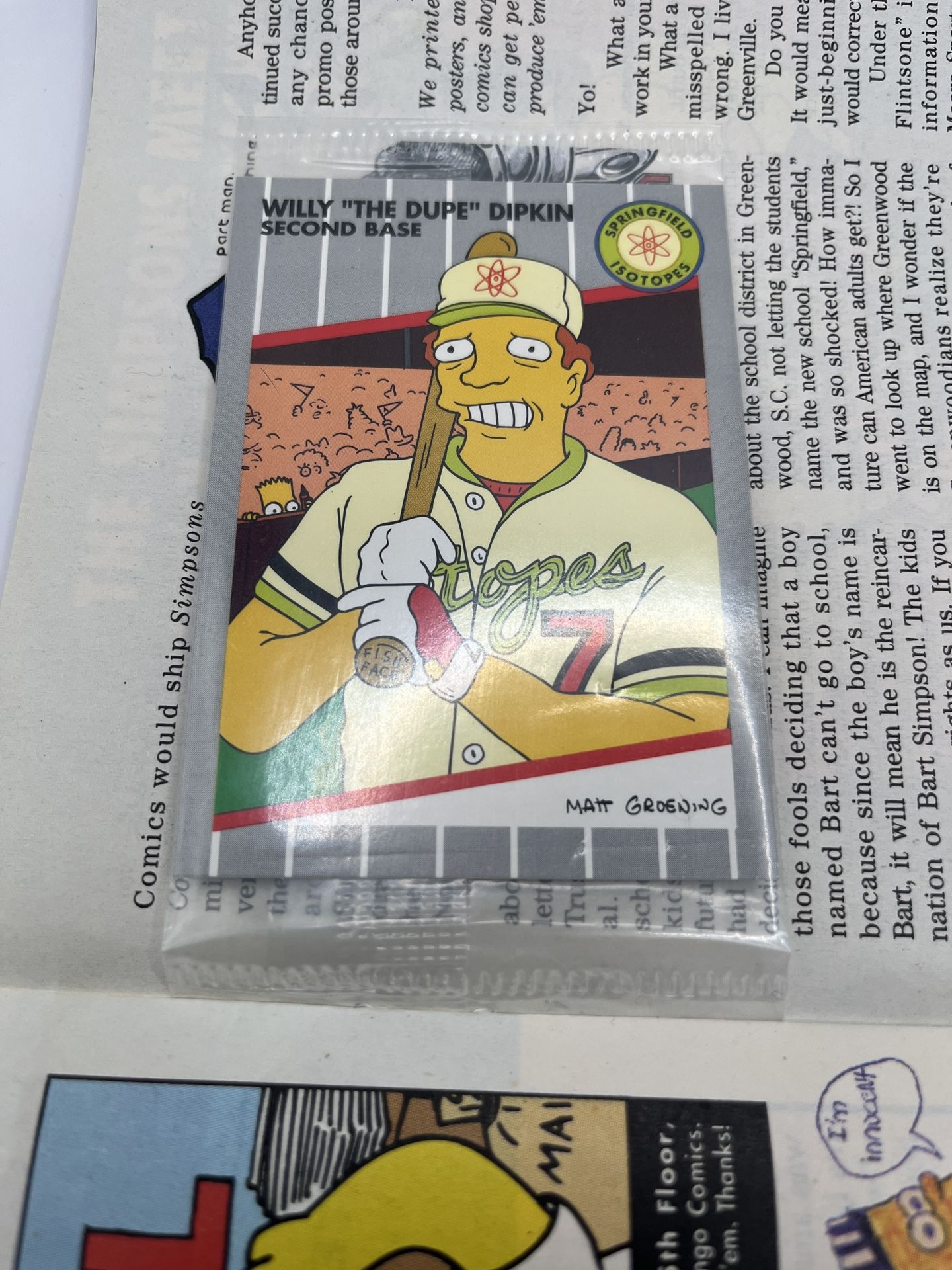 Rare Factory Sealed Simpsons Baseball Card With Original Comic (ready To Be Graded) 