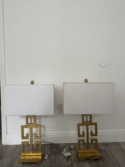 Gold And White Table lamp  Stand 