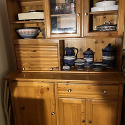 Vintage Kitchen Hutch Storage Solid Wood Antique $500
