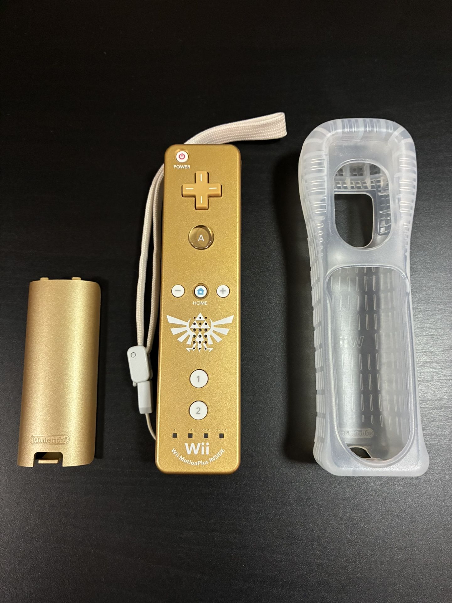 Gold Zelda Skyward Sword Wii Remote w/ Motion Plus Inside and Sleeve
