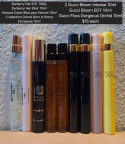 Women's Burberry, Versace, Valentino, Gucci perfume travel sprays