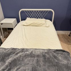 Cute Shabby Chic White Metal Twin Bed With Slats And Mattress Cama Colchon Cot Sleep 🛌 