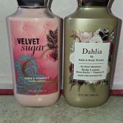 Bath and Body Works Lotion Velvet Sugar  & DAHLIA Body Lotion Moisturizer Cream 8oz