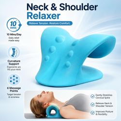 Cervical Neck Relaxer & Stretcher Pillow - Elastic, Compact, 6 Massage Points, Curved Ergonomic Support Arc, Battery-Free Body Care Tool for Gently St