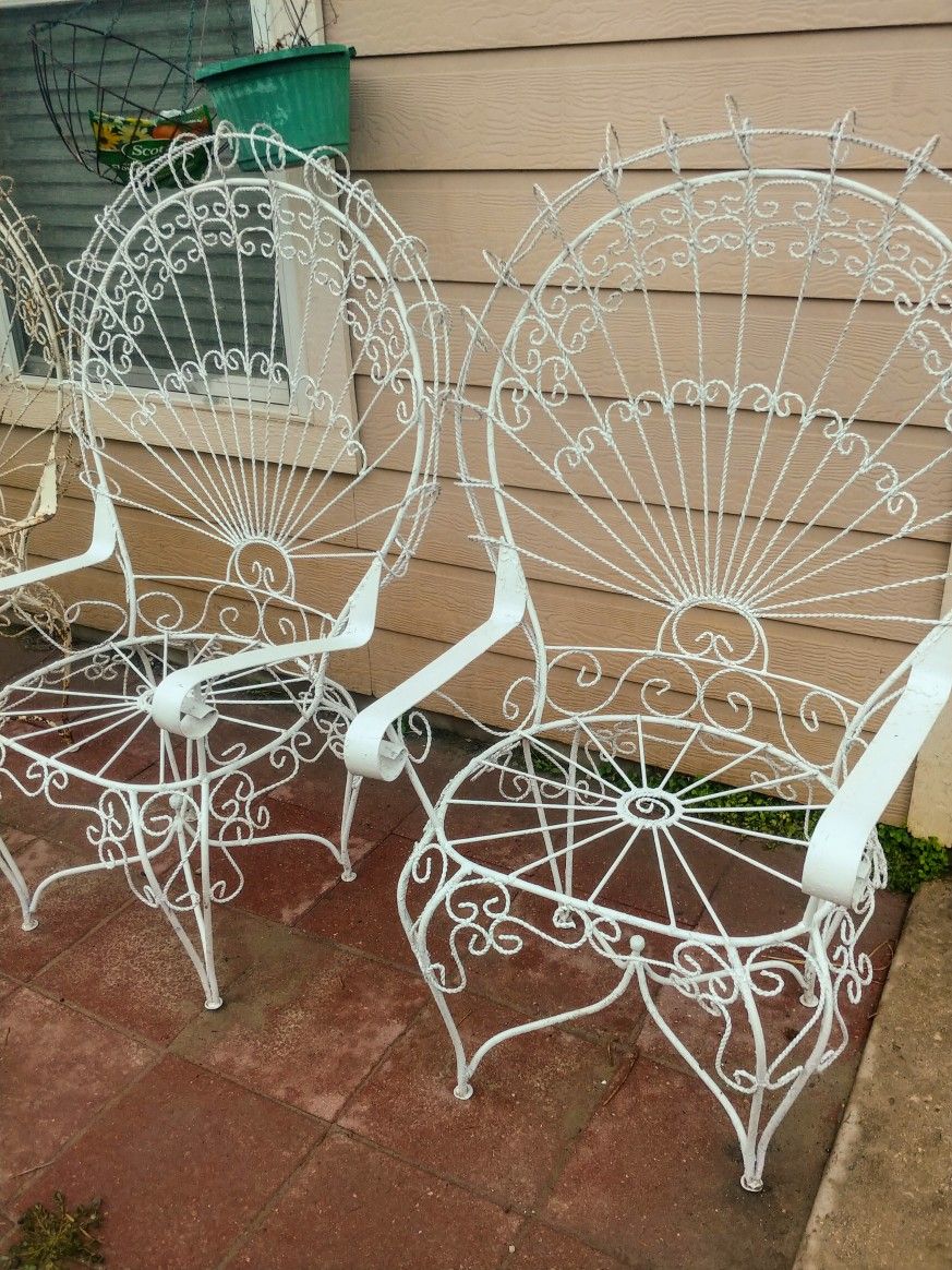 Vintage Iron Peacock Chairs