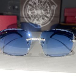 🔥🔥Ice Blue Moissanite Bustdown Glasses In silver 