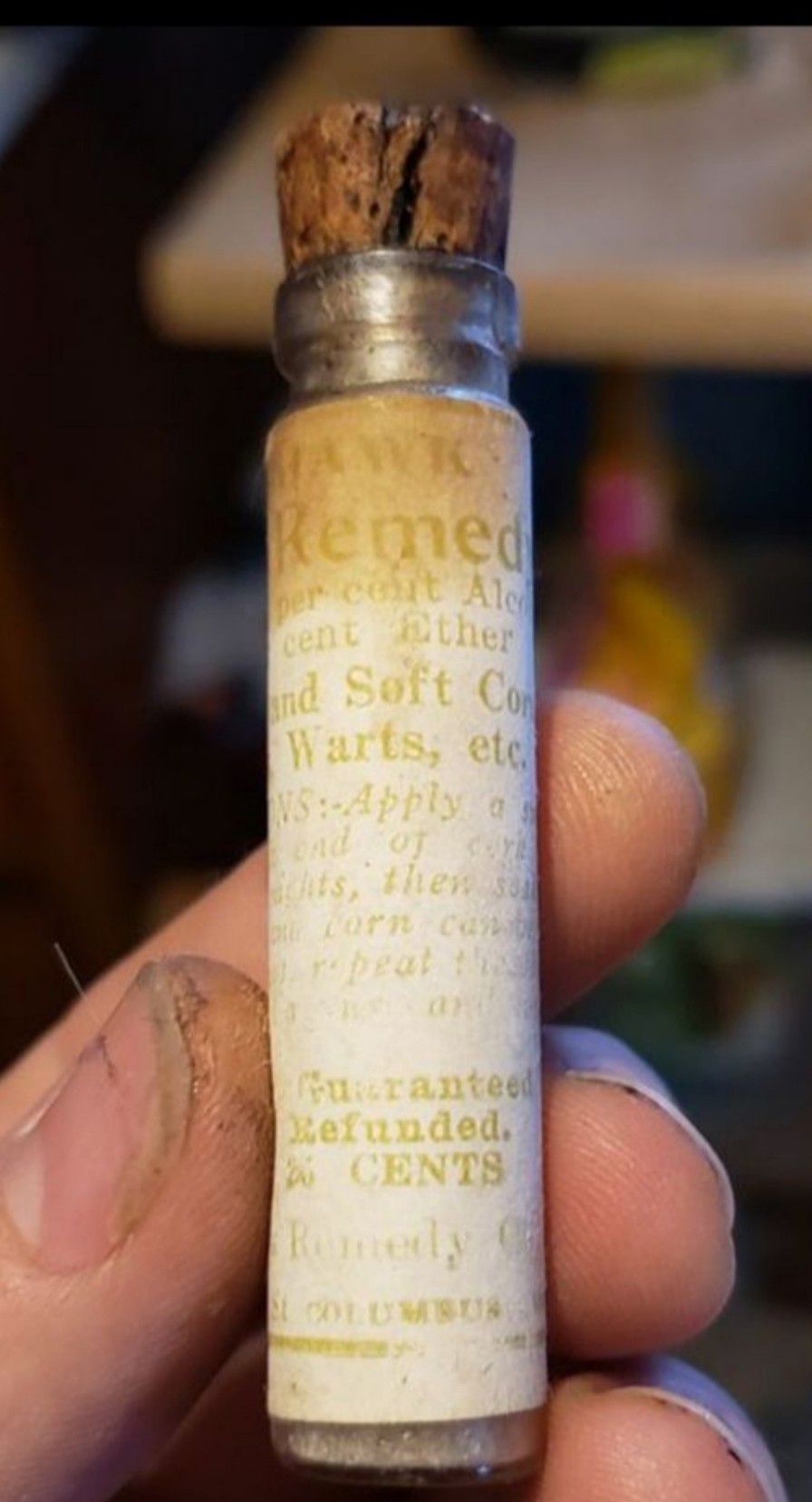 Antique Corn Remedy bottle (Columbus Ohio) EVERYTHING IS ON SALE ASK FOR DETAILS