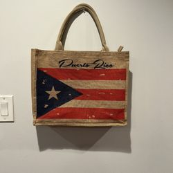 Puerto Rico Flag Jute Tote Bag