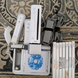 Nintendo Wii Console Bundle, W/ 8 Games Including Bakugan & Wii Play UDraw Ect.