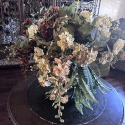Artificial Flowers & metal vase