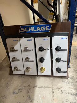 (2) Schlage locket display racks
