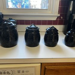 4 Piece Black Canister Set