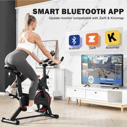 Exercise Bike, Stationary Indoor Cycling Bike for Home, Smart Bluetooth Spin bike LCD Monitor & Ipad Holder for Cardio Workout Cycle Bike Fitness Mach