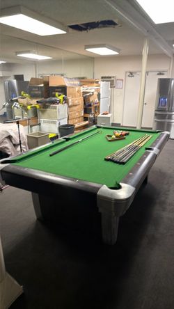 Pool Table with Cues and Balls