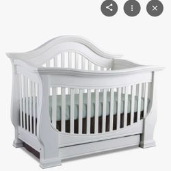 White 4 In 1 Crib with Matching Dresser