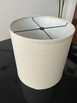 Beige Textured Lampshade With Black Metal Hardware 
