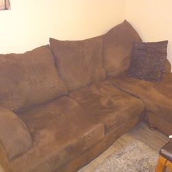 Suede Couch With Ottoman