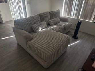 Beautiful & Very Comfortable White Corduroy Sofa Sectional
