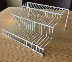 2 white Wire Tiered Organizers
