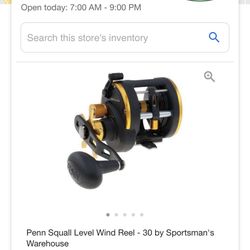 Penn Squall Level Wind Reel - 30