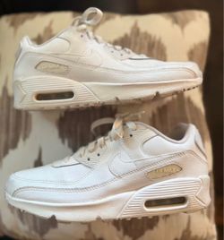 Girls Nike Air Max 90 White Leather Sneakers