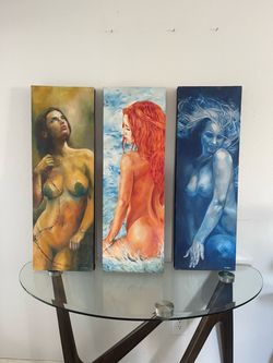 3 piece original arts acrylic paintings