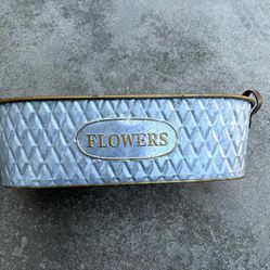 Large Galvanised Metal Planter With Handles