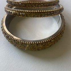Gold Bangles with Pretty Stones