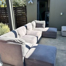 6 Piece Sectional Couch. Grey/brown Velvet.. 