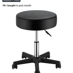 Brand New Black Height Adjustable Thick Pad Rolling Stool