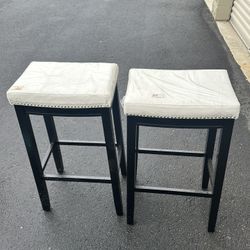 New White Leather Bar Stools 