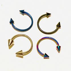 Spiked Horseshoe Ring Hoop 16g 13mm 1/2" Lip Ear Nose