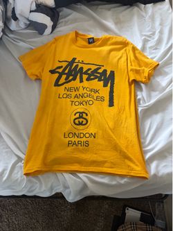stüssy world tour t-shirt yellow real