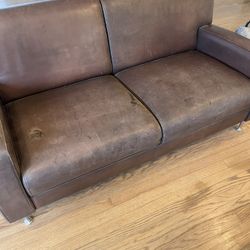 Leather Sofa And Love Seat With Side Chairs And Tables 