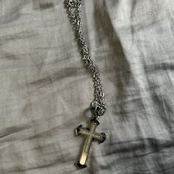 Sterling Silver Diamond Cross Necklace 