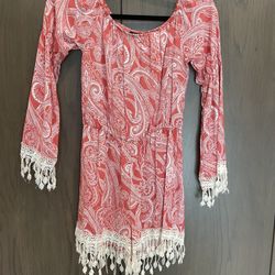 See You Monday NWOT Boho fringed shorts jumpsuit romper. Size small.