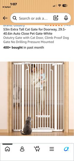 Ostutry 53in Extra Tall Auto Close Pet Gate