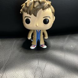 Funko Pop Vinyl Figure The 10th Doctor Doctor Who Brown Hair Blue Suit Tan Coat