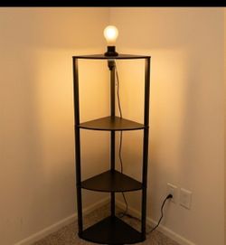 Black 3-Tier Corner Shelf Floor Lamp – Working