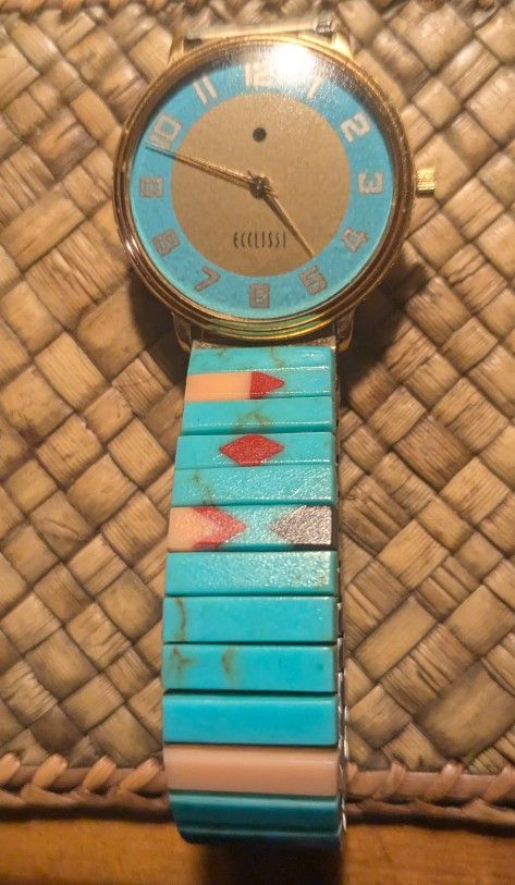 For Sale , ECCLISSI Gold And Turquoise Watch And Band $135