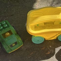Toy trucks and pull cart