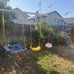 Set Of 3 Kids Outdoor Swing Saucer And Tree Disk 