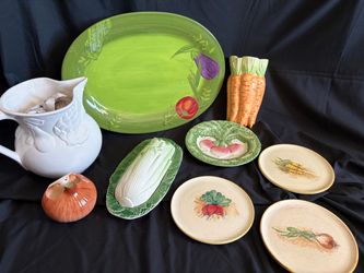 Vintage Vegetable-Themed Ceramic Kitchenware Collection