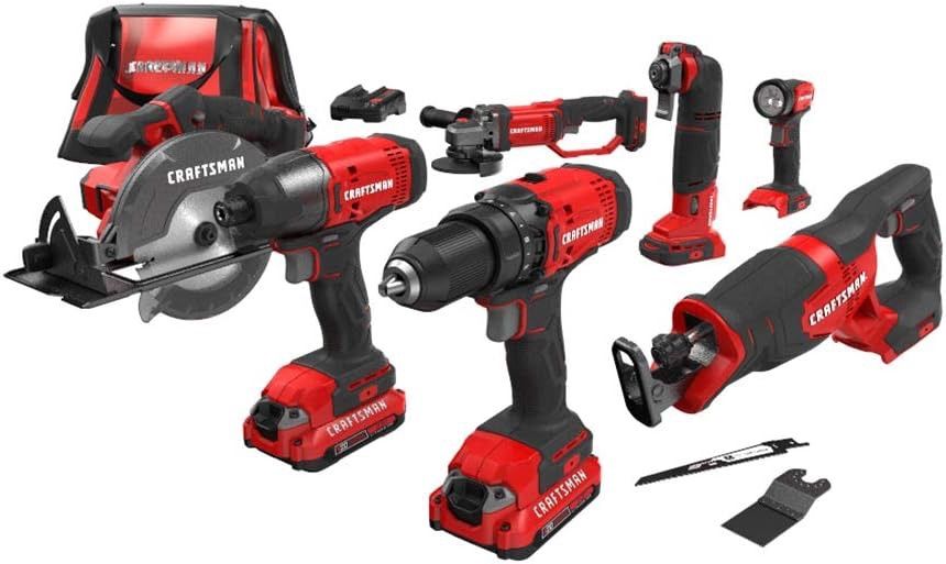 Craftsman 20V 6-Tool Combo Kit With 2 CMCK601D2 Batteries