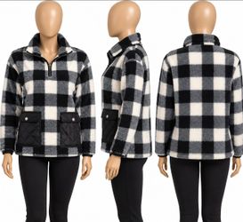 Buffalo Plaid Sherpa Quarter-Zip Pullover