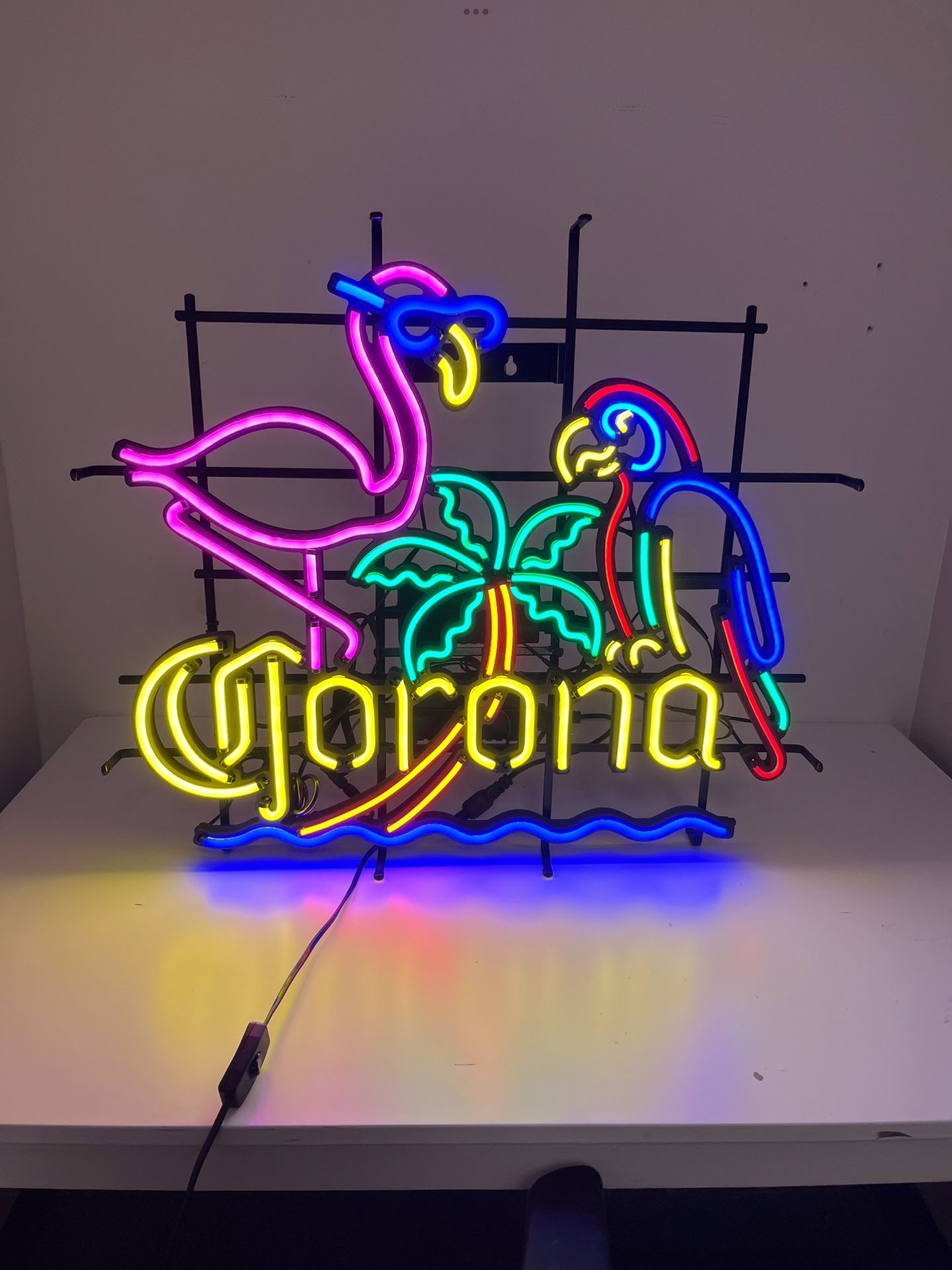 Corona Beer Sign LED Flamingo Parrot logo